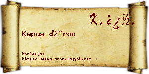 Kapus Áron névjegykártya