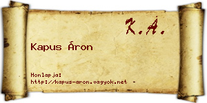 Kapus Áron névjegykártya