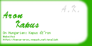 aron kapus business card